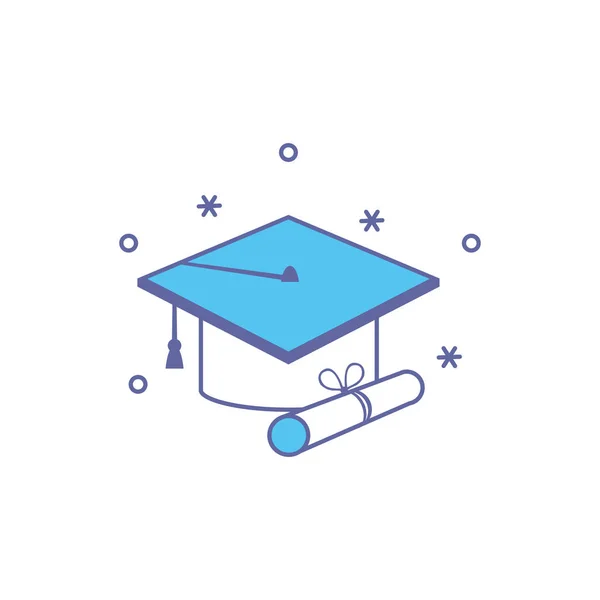 Hat graduation avec type de certificat rempli — Image vectorielle