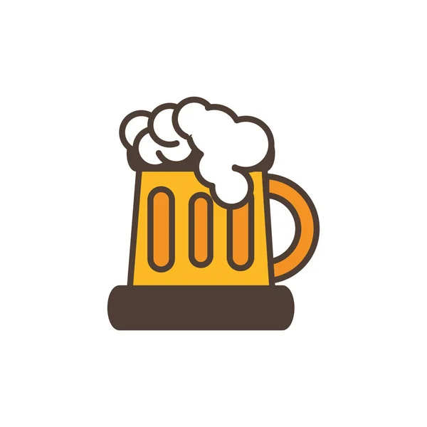 Pivní hrnek pěna oktoberfest ikona řádek vyplněn — Stockový vektor