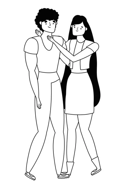 Pareja de mujer y hombre diseño de dibujos animados — Vector de stock