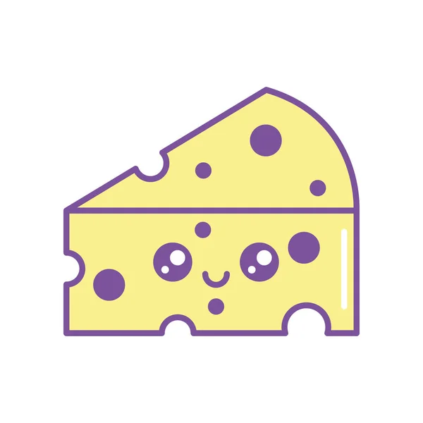 Isolated kawaii cheese icon fill design — Stock Vector