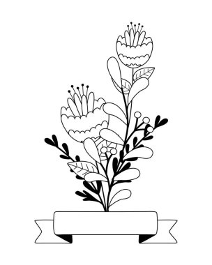 Kurdele tasarımı ile çiçekler ve yapraklar