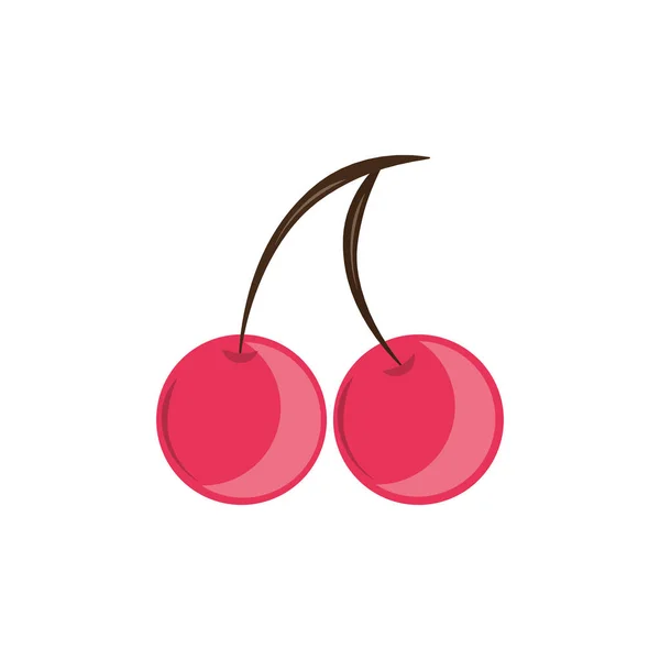 隔離された桜のフルーツフラットデザイン — ストックベクタ
