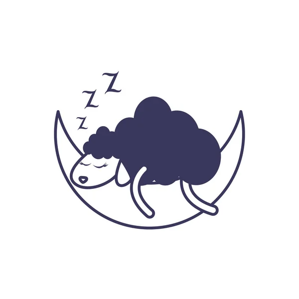 Ύπνο πρόβατα σεληνιακή εικόνα — Διανυσματικό Αρχείο