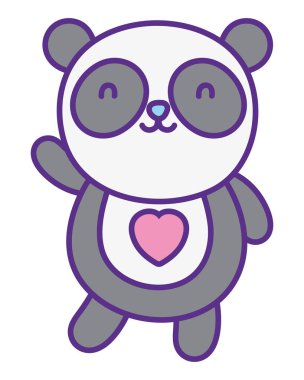 İzole panda çizgi film vektör tasarımı