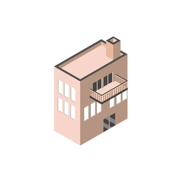Kentsel mimari balkon izometrik stili inşa ediliyor — Stok Vektör