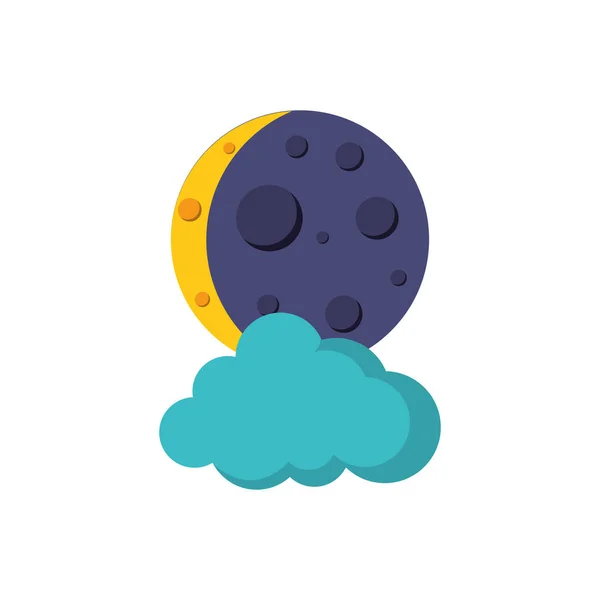 Moon cloud weather astrology flat icon image — Stock Vector