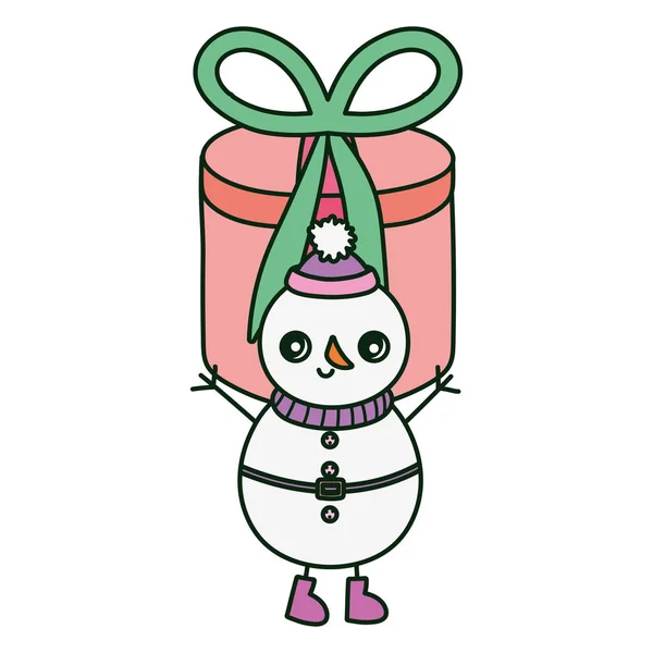 Snowman gift box surprise merry christmas — Stockvektor