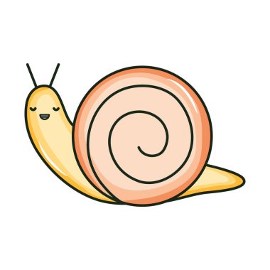 Şirin küçük salyangoz Kawaii karakteri