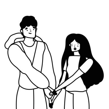 Bir çift kadın ve erkek çizgi film tasarımı vektör çizimi