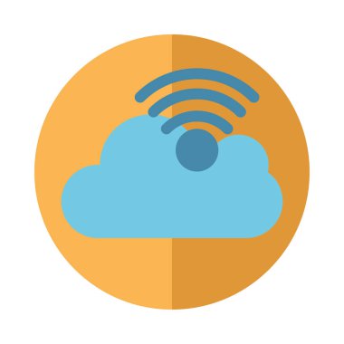 Bulut hesaplama ve wifi simgesi blok vektör tasarımı
