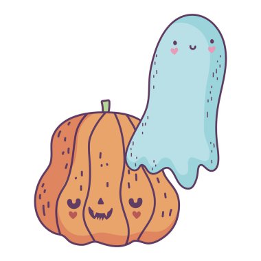 happy halloween celebration creepy pumpkin and ghost decoration