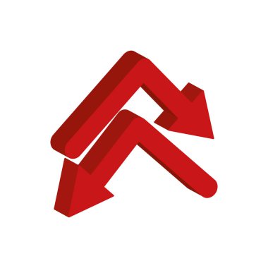 Oklar aşağı 3d biçim simgesi