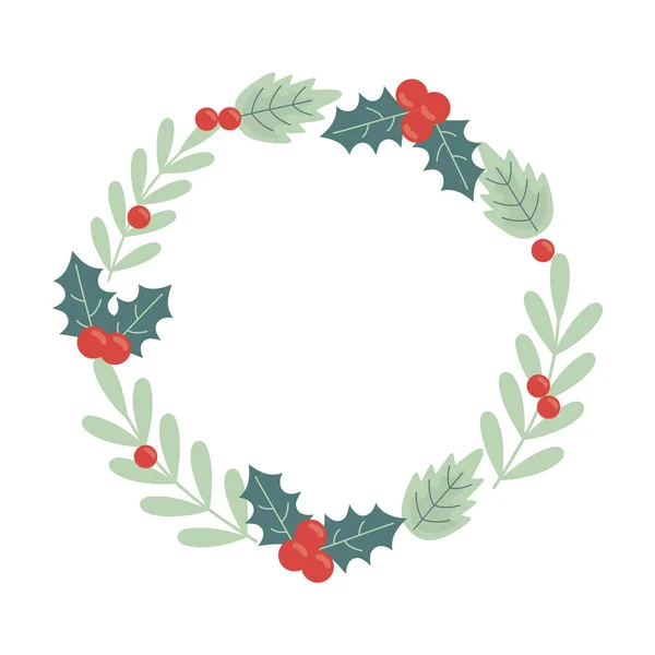 Wreath celebração baga holly alegre natal —  Vetores de Stock