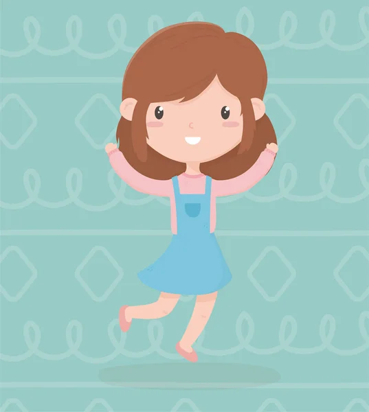 孩子们快乐的日子，可爱的小女孩卡通人物 — 图库矢量图片