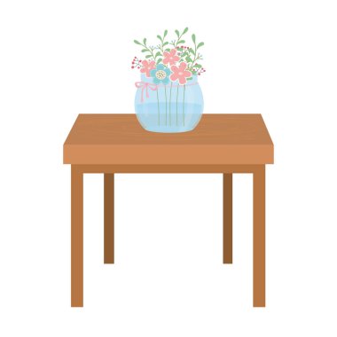 Çiçek saksısı masa vektör tasarımı üzerinde