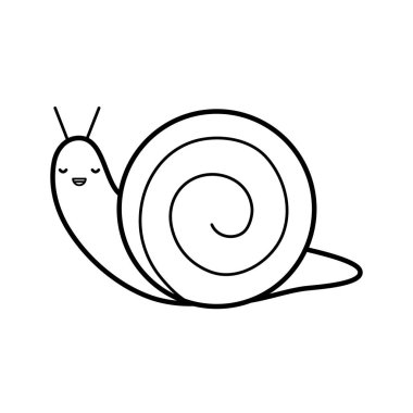 Şirin küçük salyangoz Kawaii karakteri