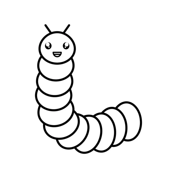 Cute little worm kawaii character — Stok Vektör