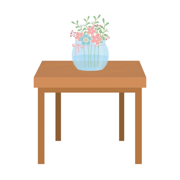 Fiore vaso sopra tavolo vettoriale design — Vettoriale Stock