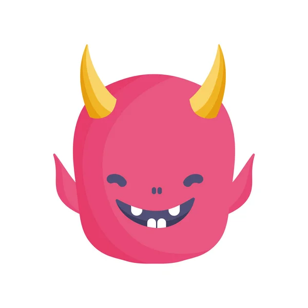 Devil face icon trick or treat happy halloween — стоковый вектор