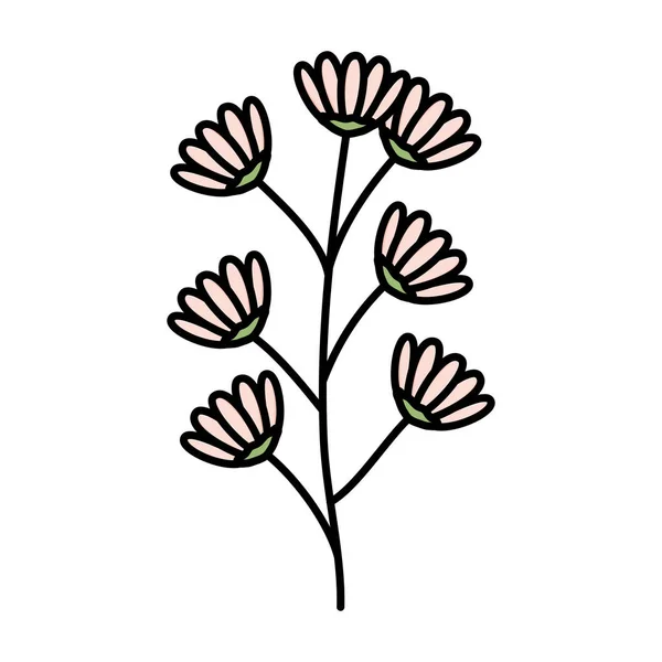 Branch with flowers garden decorative icon — Διανυσματικό Αρχείο