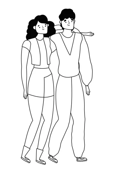 Para kobiet i mężczyzn projekt kreskówki — Wektor stockowy