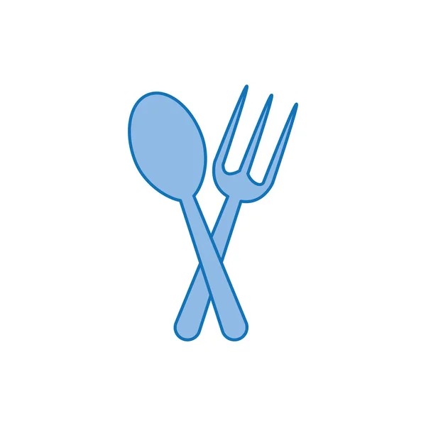 Spoon and fork plastic fill icon blue — Stock Vector