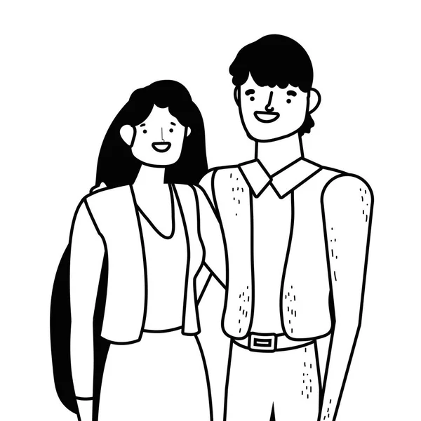 Para kobiet i mężczyzn projekt kreskówki — Wektor stockowy