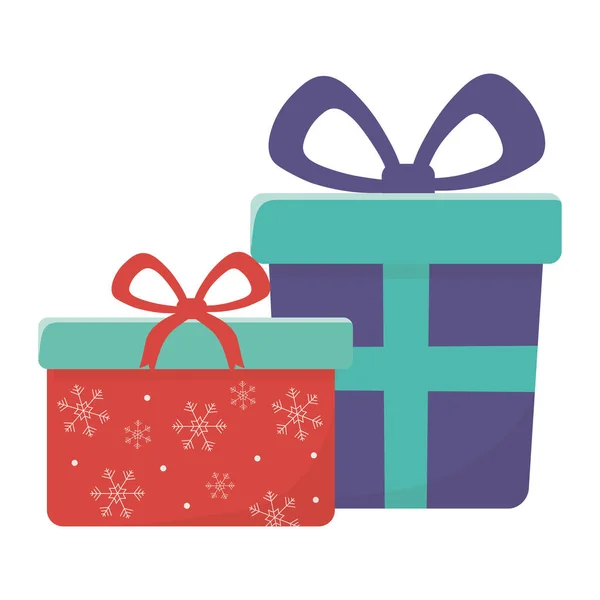Inslagen presentförpackning firande god jul — Stock vektor