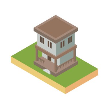 İzole edilmiş ev ikonu izometrik vektör tasarımı
