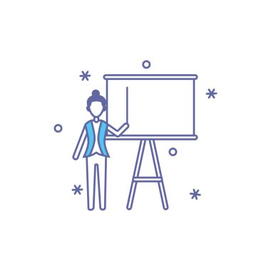 yazı tahtası doldurma biçimi simgesi olan öğretmen kadın