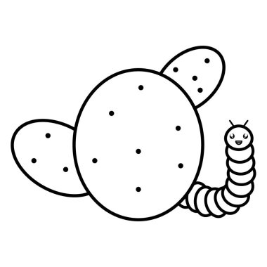 Solucan kawaii karakterli egzotik kaktüs.