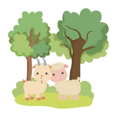 Goat and sheep cartoon vector design