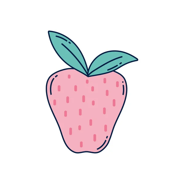 夏季草莓果实详细风格图标 — 图库矢量图片