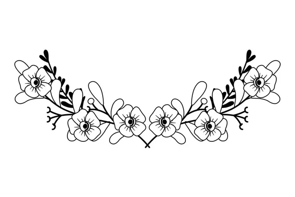 Flowers and leaves wreath design — Stockvektor