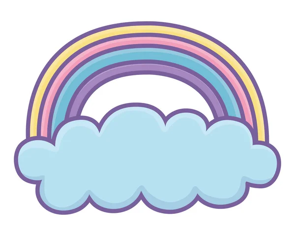 雲のデザインベクトルイラスト付き虹 — ストックベクタ
