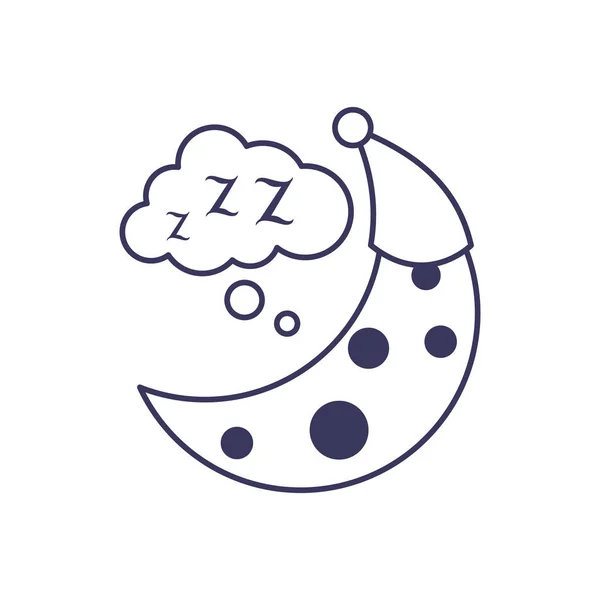 Media luna con sombrero durmiendo imagen de icono plano — Vector de stock