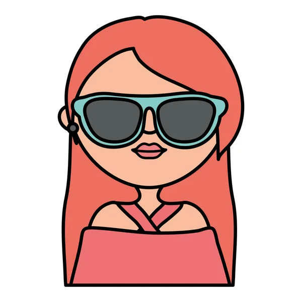 Aranyos nő napszemüveg utcai stílus karakter — Stock Vector