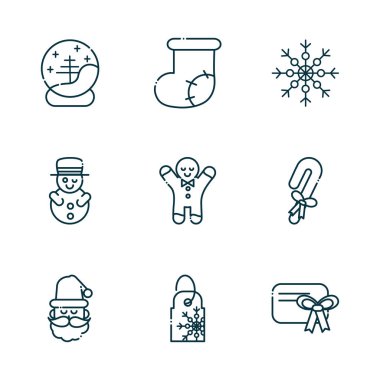 Mutlu noel çizgisi simgeleri koleksiyonu