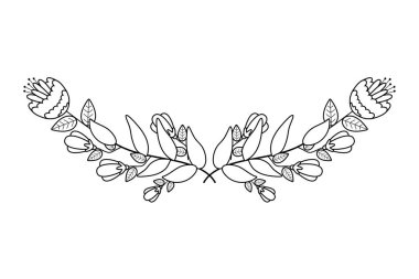 Çiçekler ve yapraklar çelenk tasarımı