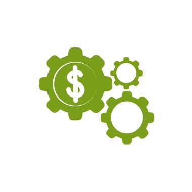 Isolated coin and gears icon green silhouette design