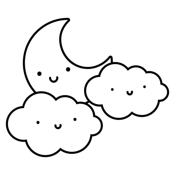 かわいい月の漫画ベクトルデザインイラスト — ストックベクタ