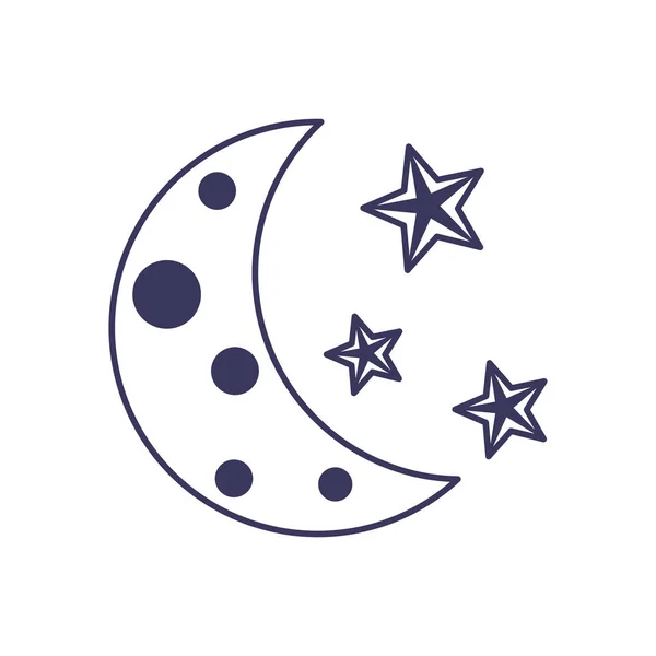 Half moon star astrology line image — Vetor de Stock