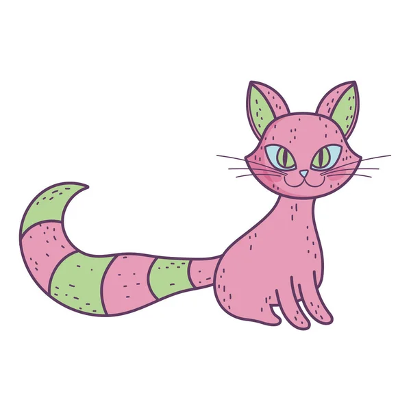 Happy halloween celebration pink cat with big tail — стоковый вектор
