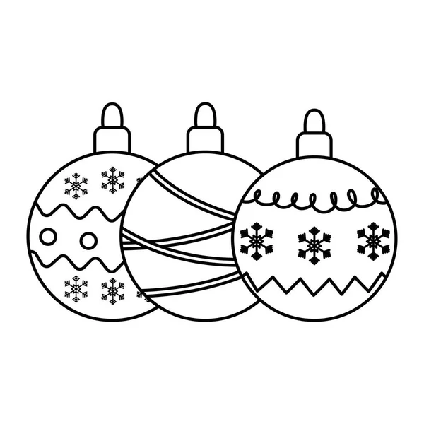 Decorative balls ornament celebration merry christmas thick line — стоковый вектор