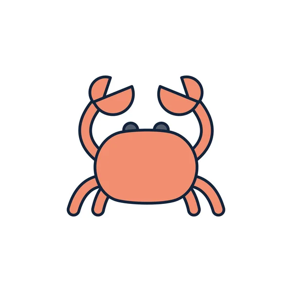 Crab crustacean summer icon line and fill — стоковый вектор