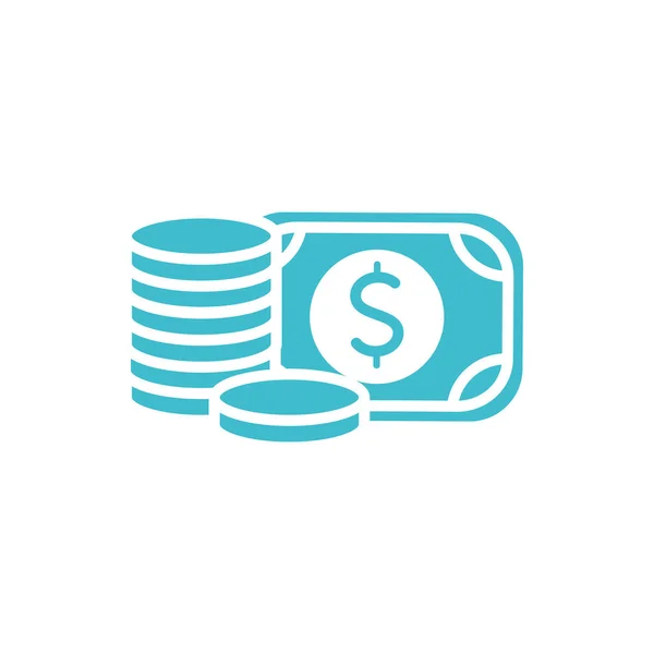 Money banknote and coins business finance color silhouette — Stockvector