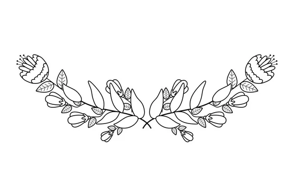 Σχεδιασμός λουλουδιών και φύλλων στεφανιού — Διανυσματικό Αρχείο