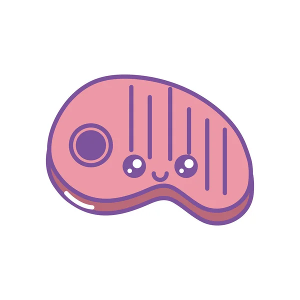 Isolated kawaii meat icon fill design — Image vectorielle