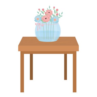 Çiçek saksısı masa vektör tasarımı üzerinde