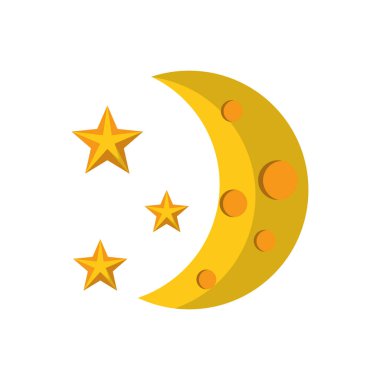 half moon stars astrology flat icon image